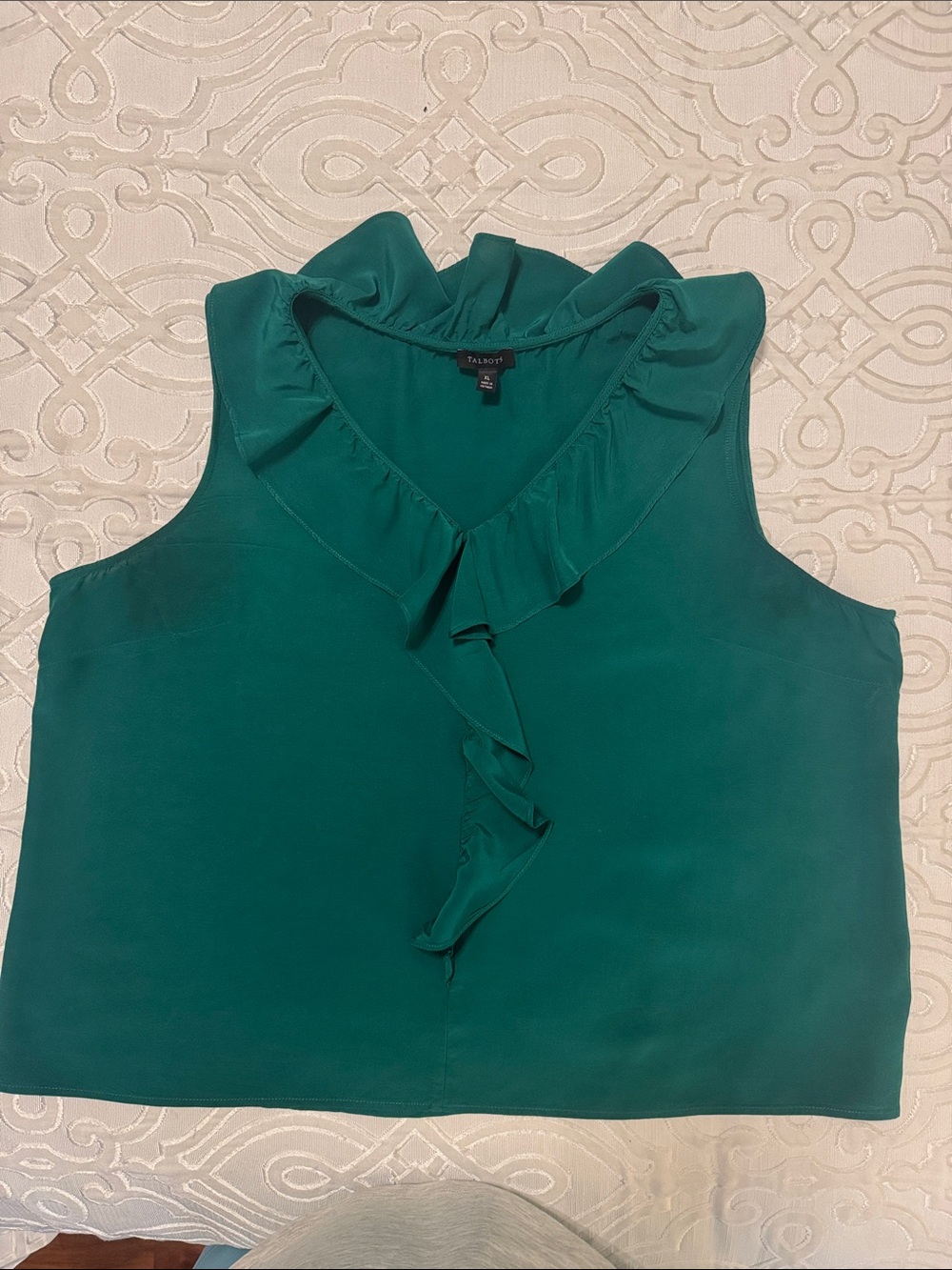 Talbots Emerald Ruffle V-Neck Sleeveless Camisole